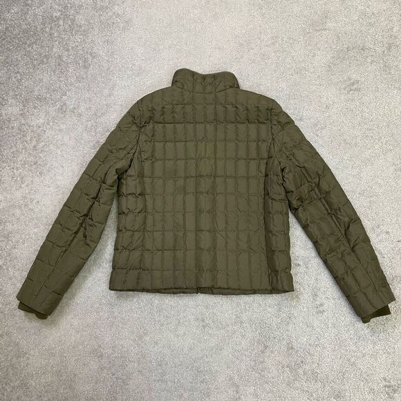 J. Crew Womens Full Zip Quilted Down Puffer Jacket Olive Green Medium Barn Coat - Picture 2 of 5